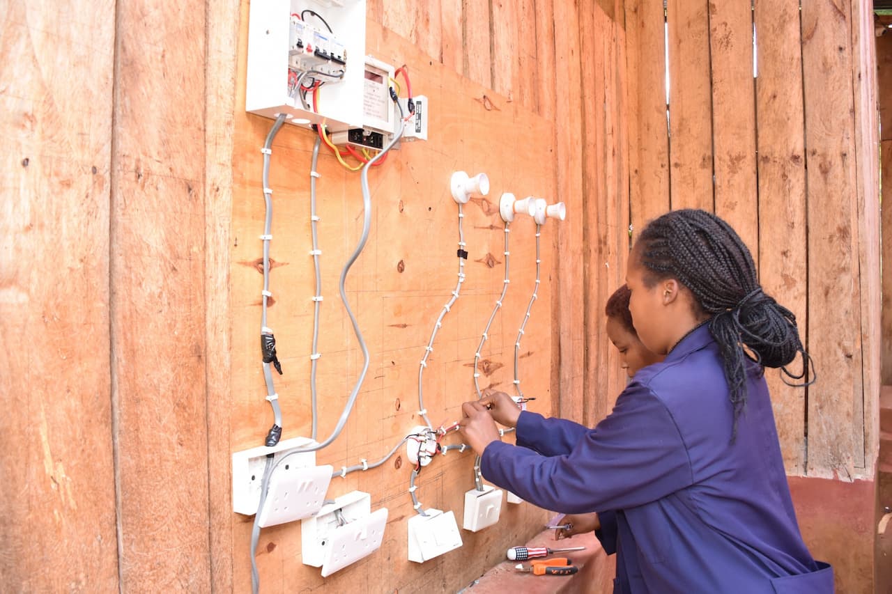 Learners developing electrical installation skills at 360 Climate Institutes