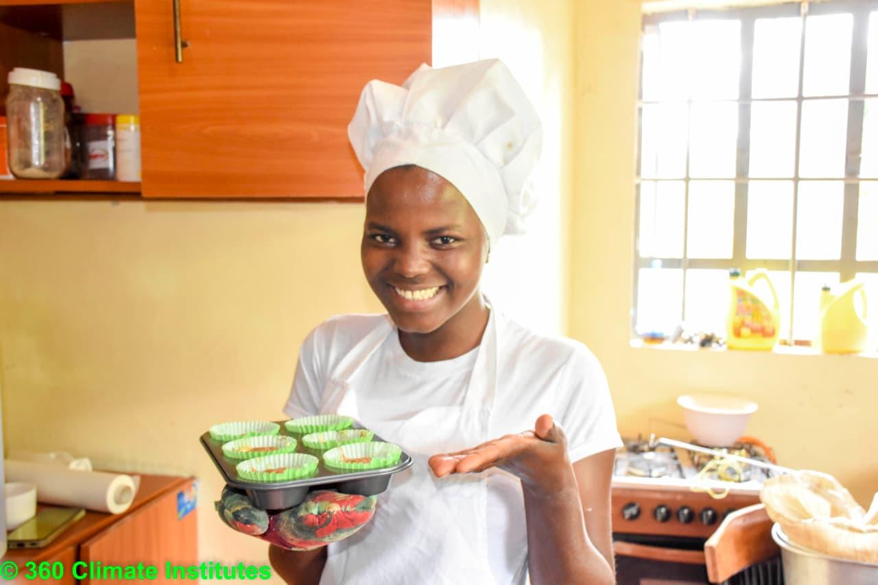 A learner showcasing practical catering skills at 360 Climate Institutes
