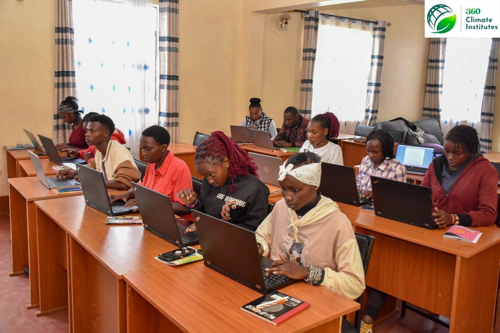 Students developing computer and digital skills at 360 Climate Institutes